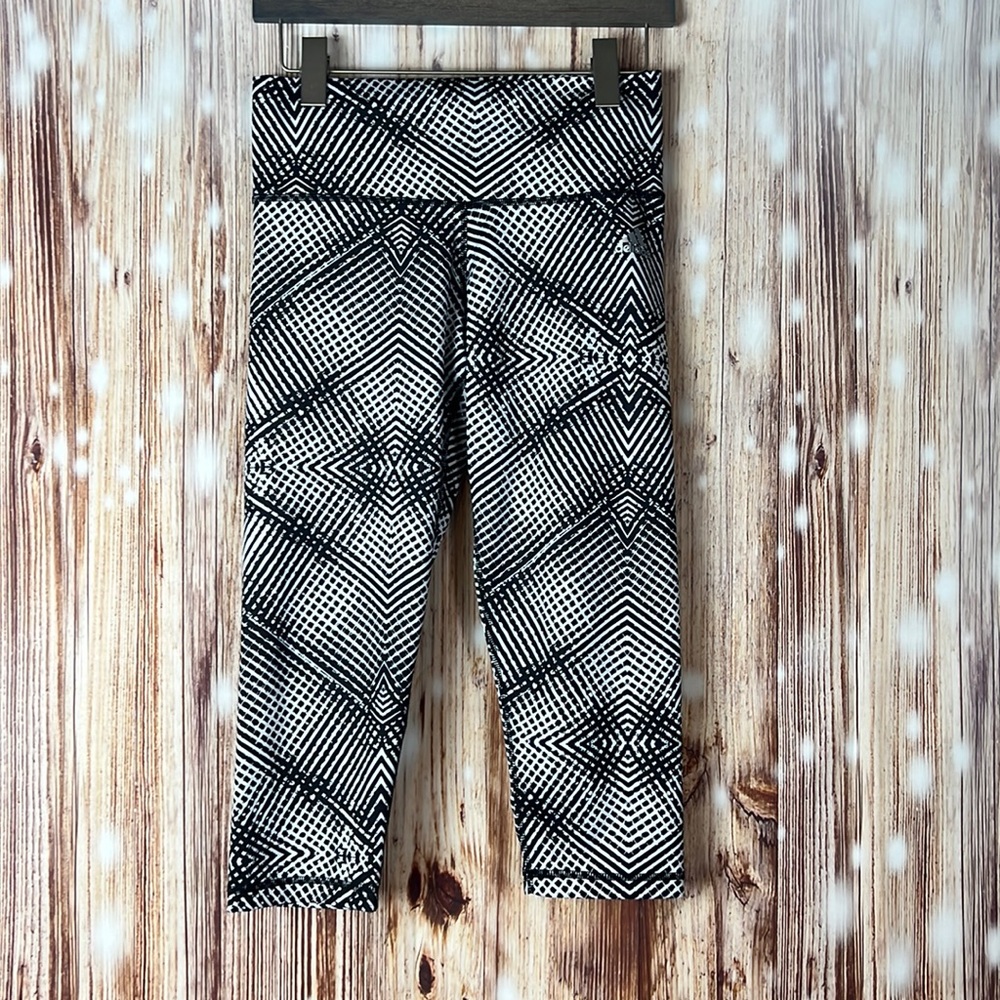 Adidas Climalite Black Patterned Workout Yoga Exercise Run Pants Leggings Small